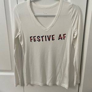 V-neck buffalo plaid long sleeve T-shirt